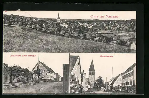 AK Neuweiler, Gasthaus zum Hirsch, Ortsstrasse mit Kolonialwarengeschäft von I. G. Rall, Teilansicht