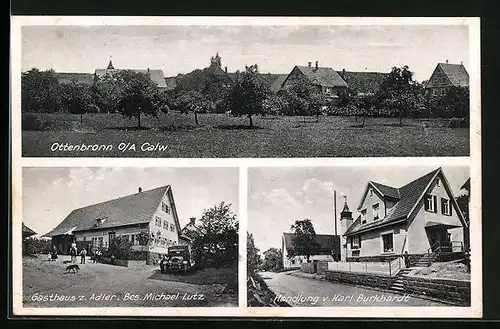 AK Ottenbronn O. A. Calw, Gasthaus zum Adler, Handlung von Karl Burkhardt, Teilansicht