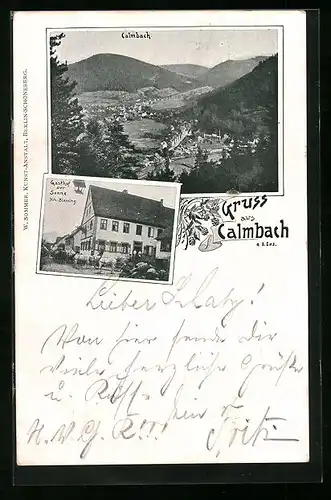 AK Calmbach a. d. Enz, Gasthof zur Sonne, Teilansicht