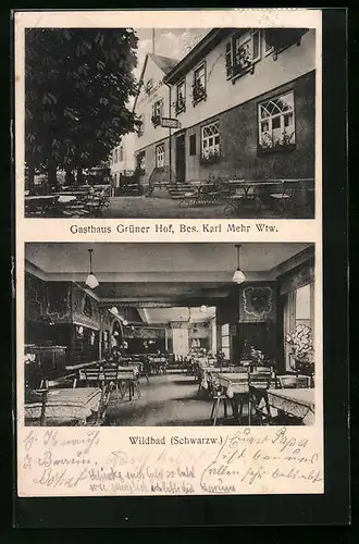 AK Wildbad /Schwarzw., Gasthaus Grüner Hof, Innenansicht