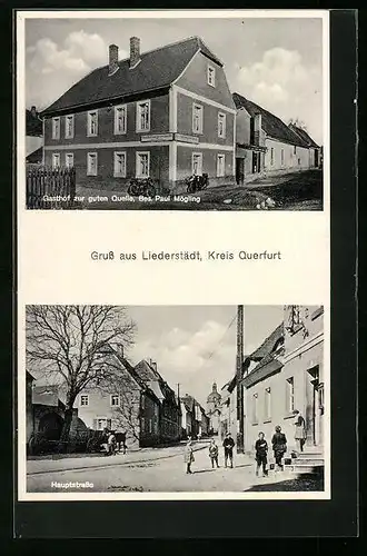 AK Liederstädt, Gasthof zur guten Quelle, Hauptstrasse