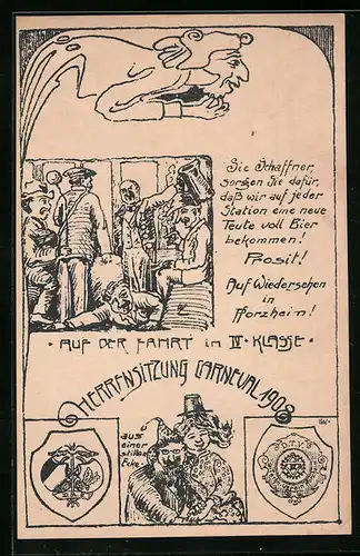 Künstler-AK Pforzheim, Karneval des technischen Vereins 1908