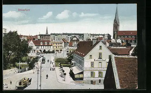 AK Stassfurt, Ortspartie mit Gasthaus Kaiserhof