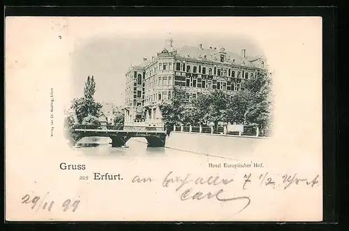 AK Erfurt, Hotel Europäischer Hof