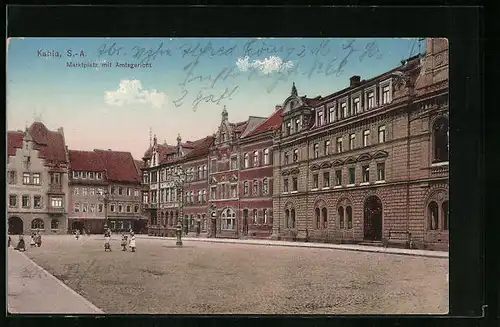 AK Kahla /S.-A., Marktplatz mit Amtsgericht