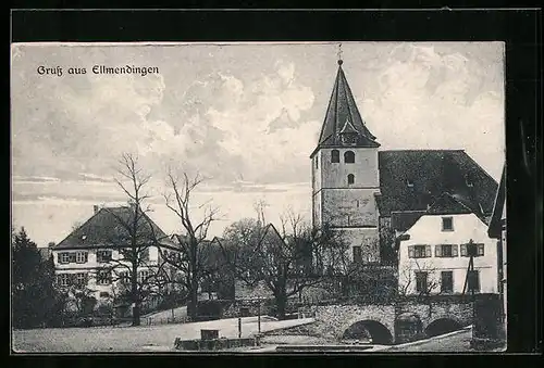 AK Ellmendingen, Ortspartie mit Kirche