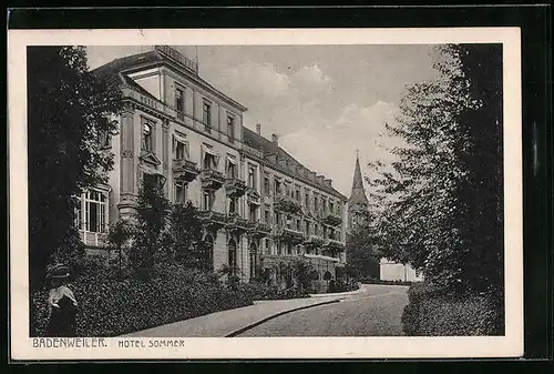 AK Badenweiler, Hotel Sommer und Kirche