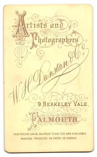 Fotografie W. H. Dunstan & Co., Falmouth, Eleganter Herr mit Backenbart