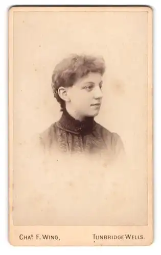 Fotografie C. F. Wing, Tunbridge Wells, Junge Dame in hübscher Kleidung