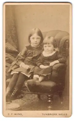 Fotografie C. F. Wing, Tunbridge Wells, 32, St. Johns Road, Zwei Mädchen in hübscher Kleidung