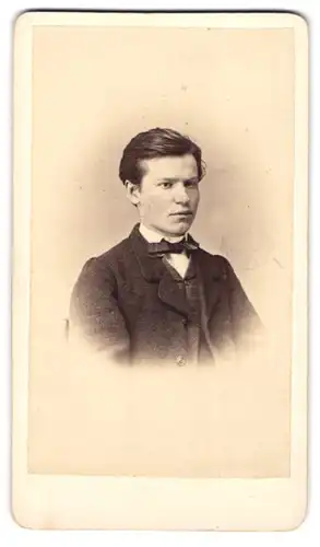 Fotografie G. Pauli & Comp., Heidelberg, Portrait Bursche im Anzug mit Fliege