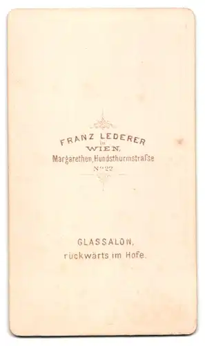 Fotografie Franz Lederer, Wien, Hundsthurmstrasse 22, Portrait Herr mit backenbart im Anzug