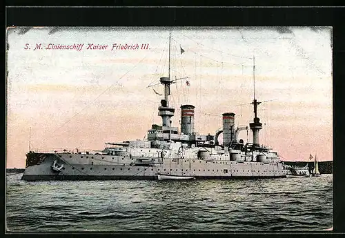 AK SM Linienschiff Kaiser Friedrich III. auf Backbord