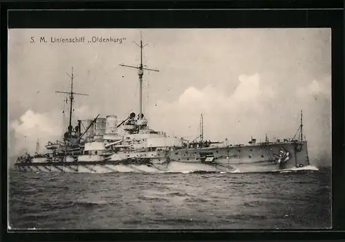AK SM Linienschiff Oldenburg auf hoher See