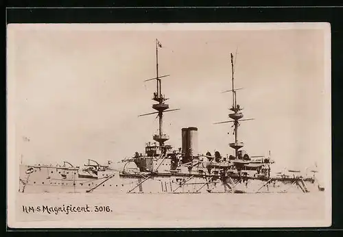 AK Britisches Kriegsschiff HMS Magnificent in der Gesamtansicht