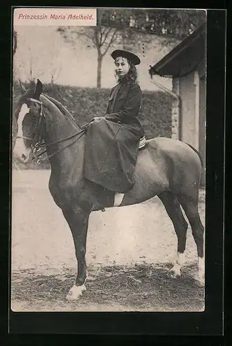 AK Prinzessin Maria Adelheid von Luxemburg zu Pferd