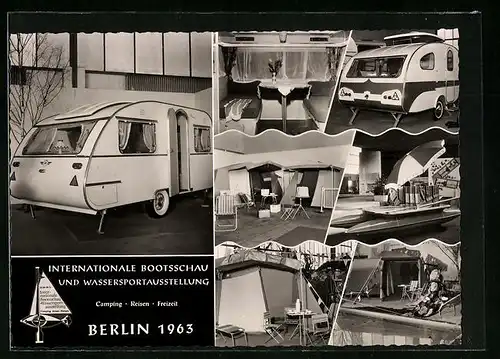 AK Berlin, Internationale Bootsschau und Wassersportausstellung, 1963, Ansichten von Campern