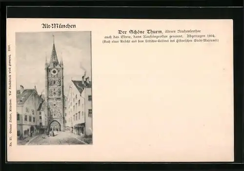 Künstler-AK München, Alt-München - Der Schöne Thurm