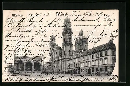 AK München, Theatinerkirche und Feldherrnhalle