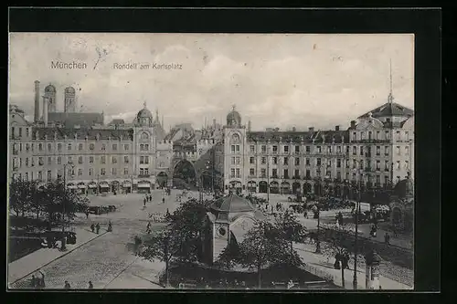 AK München, Rondell am Karlsplatz aus der Vogelschau
