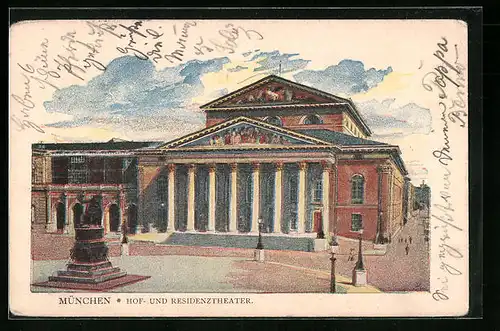 Künstler-AK München, Hof- und Residenztheater