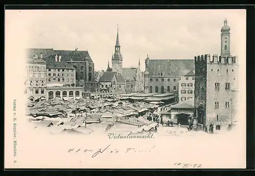 AK München, Victualienmarkt aus der Vogelschau
