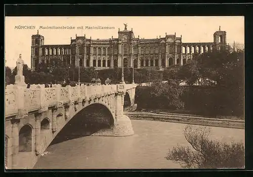 AK München, Maximilansbrücke mit Maximilianeum