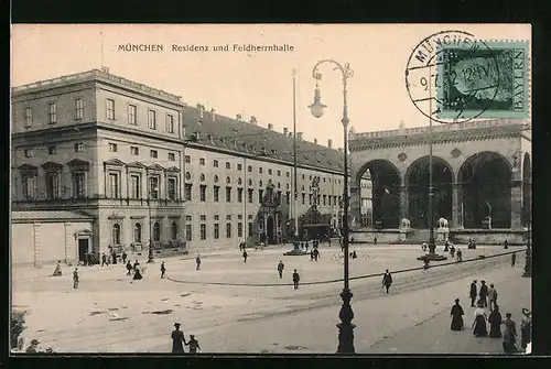 AK München, Residenz und Feldherrnhalle