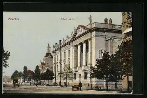 AK München, Strassenpartie mit Schackgalerie