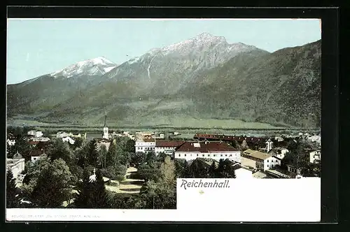AK Reichenhall, Ort aus der Vogelschau mit Bergpanorama