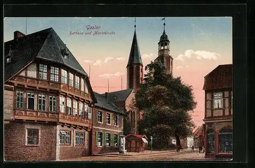 AK Goslar, Rathaus, Marktkirche