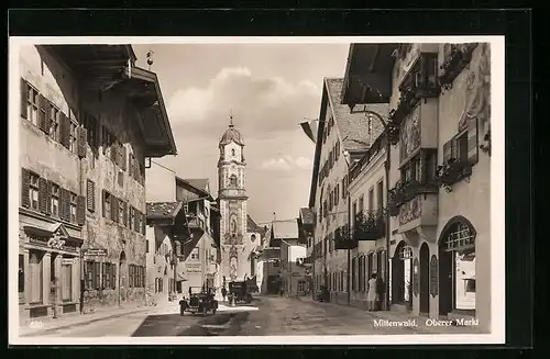 AK Mittenwald, Strasse Oberer Markt