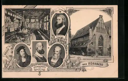 AK Nürnberg, Bratwurstglöcklein mit Stammgästen