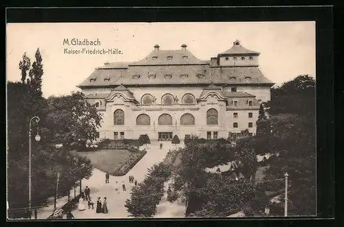 AK M. Gladbach, Kaiser-Friedrich-Halle aus der Vogelschau