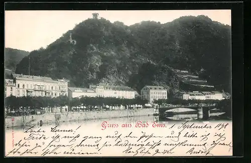 AK Bad Ems, Blick auf die Uferpromenade