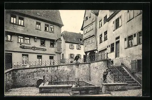 AK Wimpfen a. B., Gasthaus zur Starkenburg, Adlerbrunnen