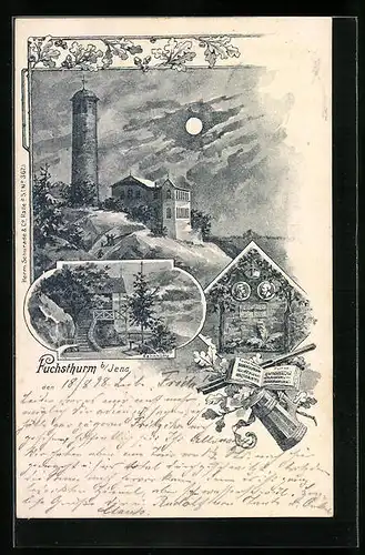 Lithographie Jena, Fuchsthurm, Sennhütte