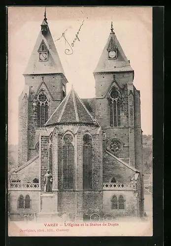 AK Varzy, L`Église et la Statue de Dupin