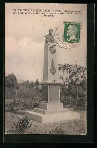 AK Saint-Hilaire-Fontaine, Monument érigé en l`honneur des Poilus morts