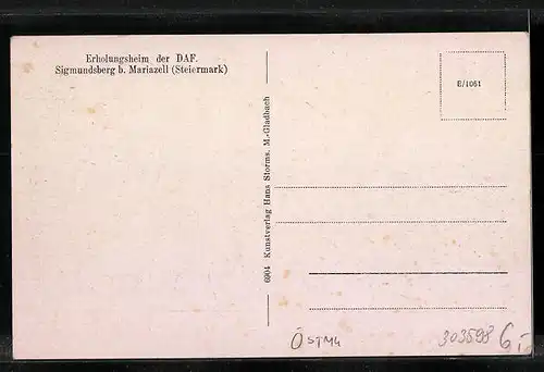 AK Sigmundsberg bei Mariazell, Erholungsheim der DAF