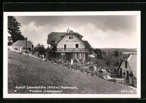 AK Lassnitzhöhe, Pension Luisenheim vom Hang aus gesehen