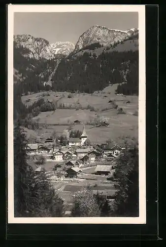 AK Erlenbach i. S., Ortsansicht mit Bergpanorama
