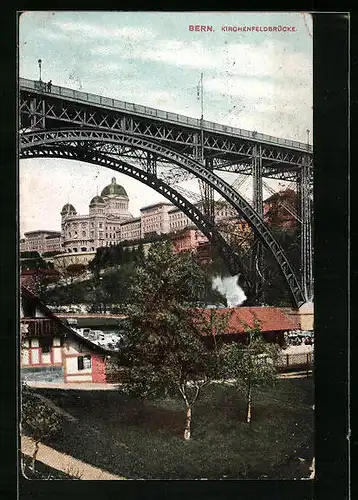 AK Bern, Kirchenfeldbrücke mit Ortsansicht