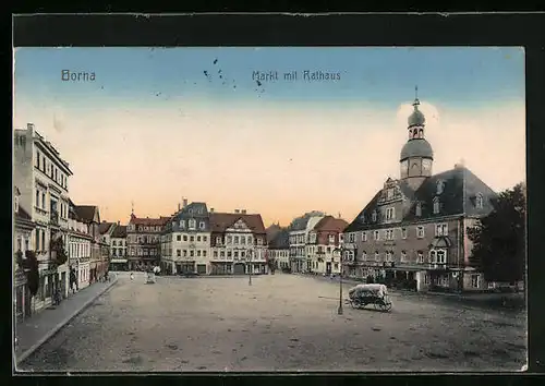 AK Borna, Markt mit Rathaus