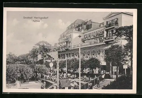 AK Heringsdorf, Uferpromenade mit Gästen vor dem Kurhaus