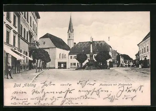 AK Bad Aibling, Marktplatz mit Mariensäule