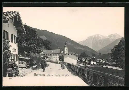 AK Ramsau /Bayr. Hochgebirge, Ortsansicht mit Kirchturm