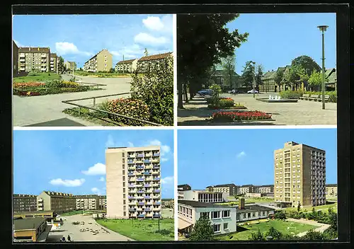 AK Wolfen /Bitterfeld, Wohnkomplexe, Springbrunnen