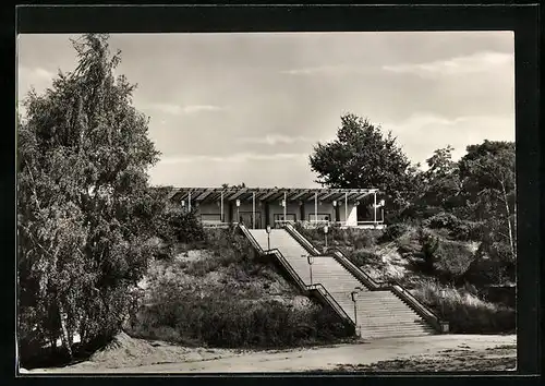 AK Coswig /Halle, Treppe zur Gaststätte Flämingbad