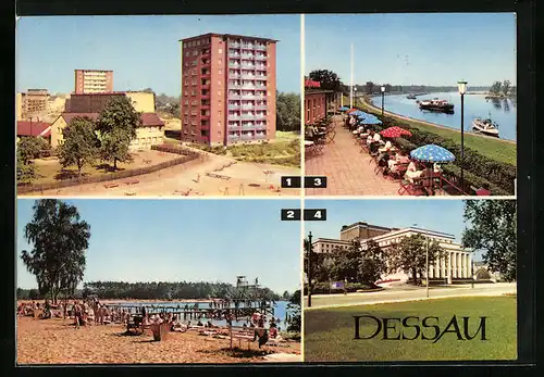 AK Dessau, HO-Gaststätte Kornhaus, Am Roten Stern, Strandbad Adria